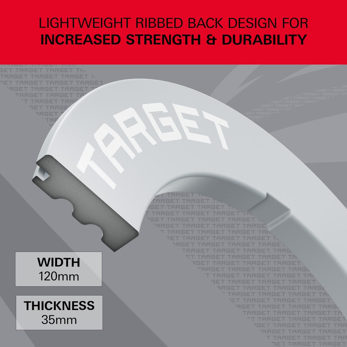 Target Notched Surround in grey – lightweight ribbed back, 120mm wide and 35mm thick