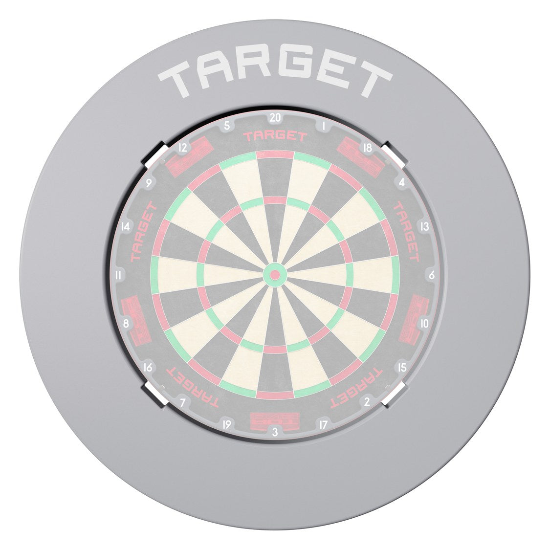 Target Notched Surround in grey fitted around a dartboard