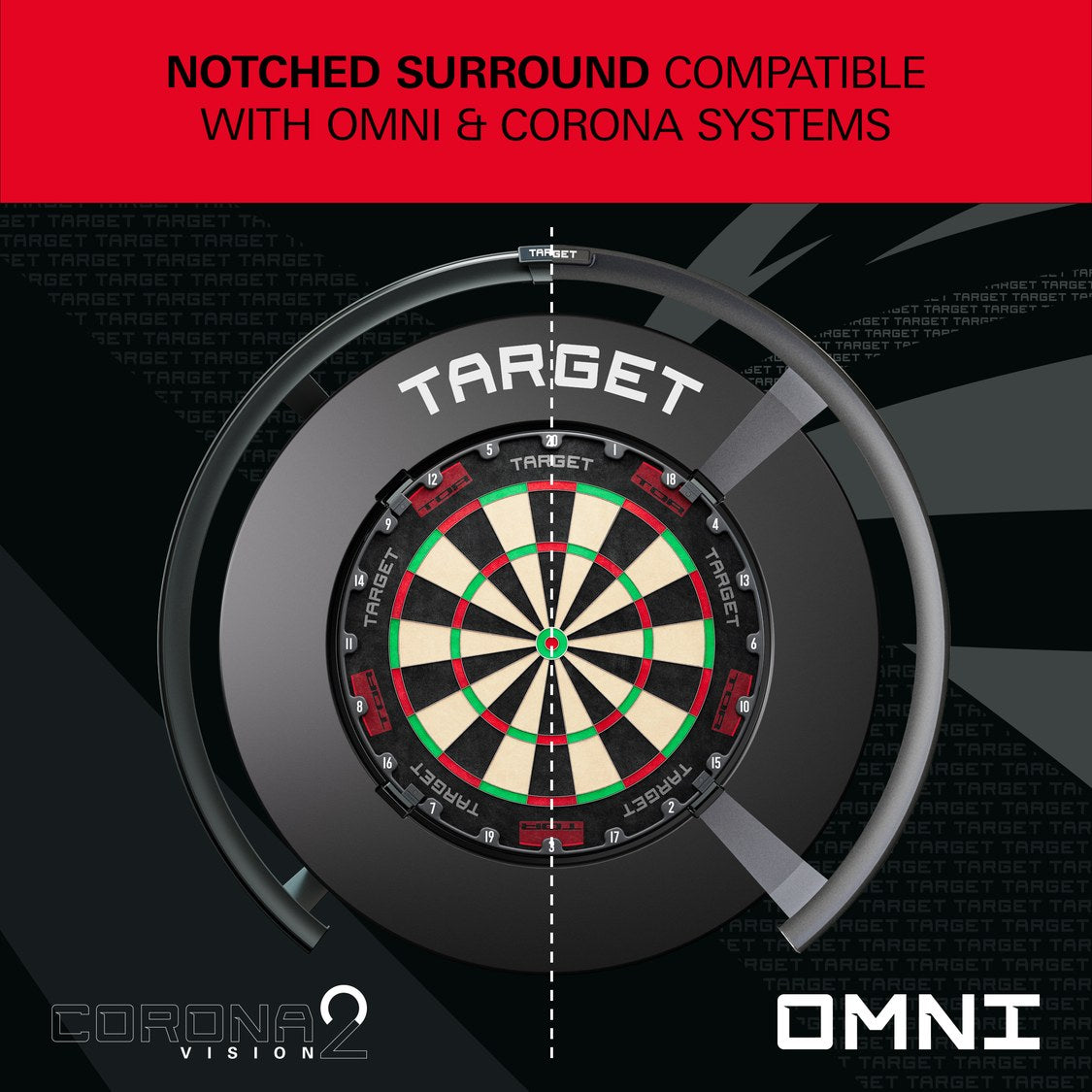 Target Notched Surround in black – notched design compatible with Omni and Corona Vision systems