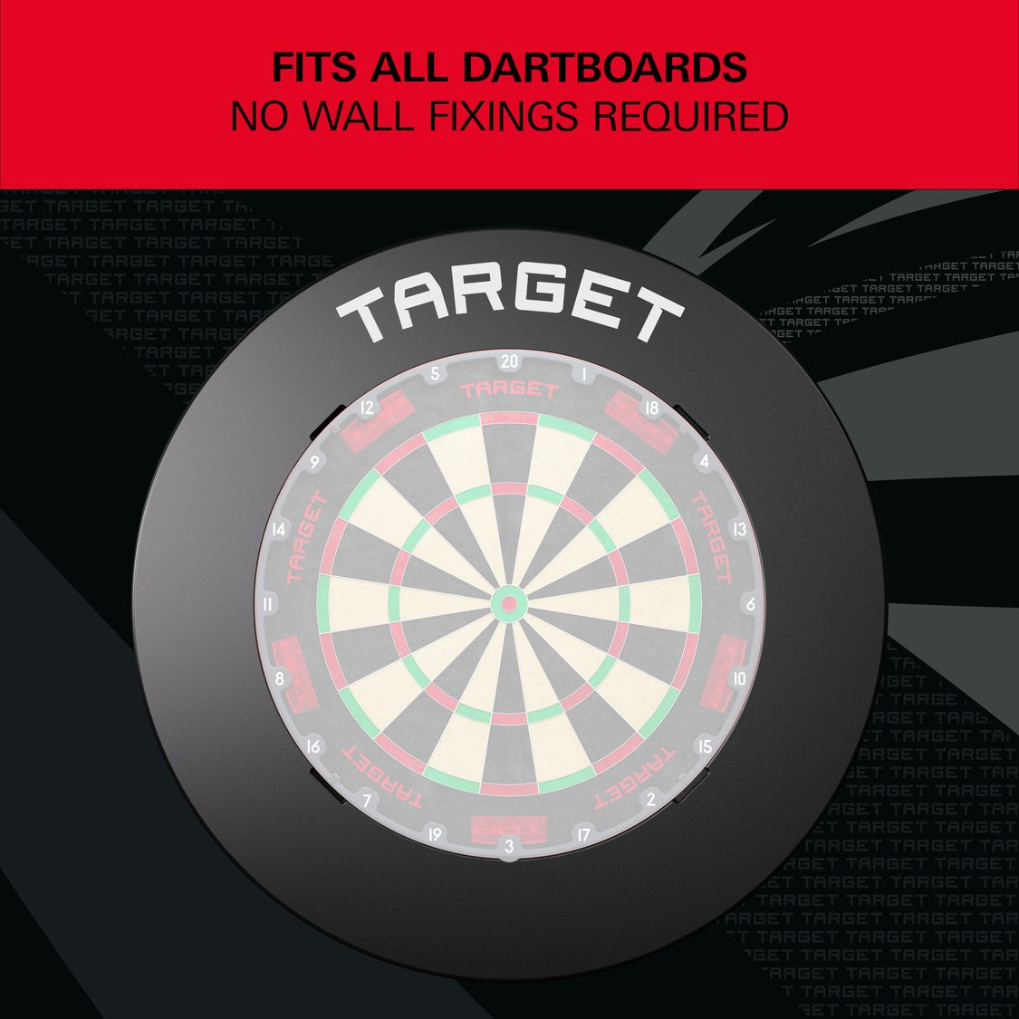 Target Notched Surround in black – fits all dartboards, no wall fixings required