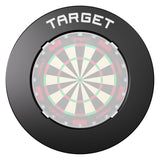 Target Notched Dartboard Surround in black fitted around a dartboard