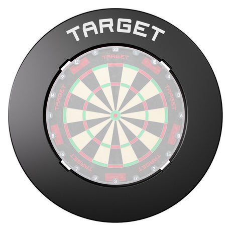 Target Notched Dartboard Surround in black fitted around a dartboard