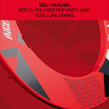 Target Patterned Notched Surround in red patterned – self-healing reflex polymer prevents dart puncture marks