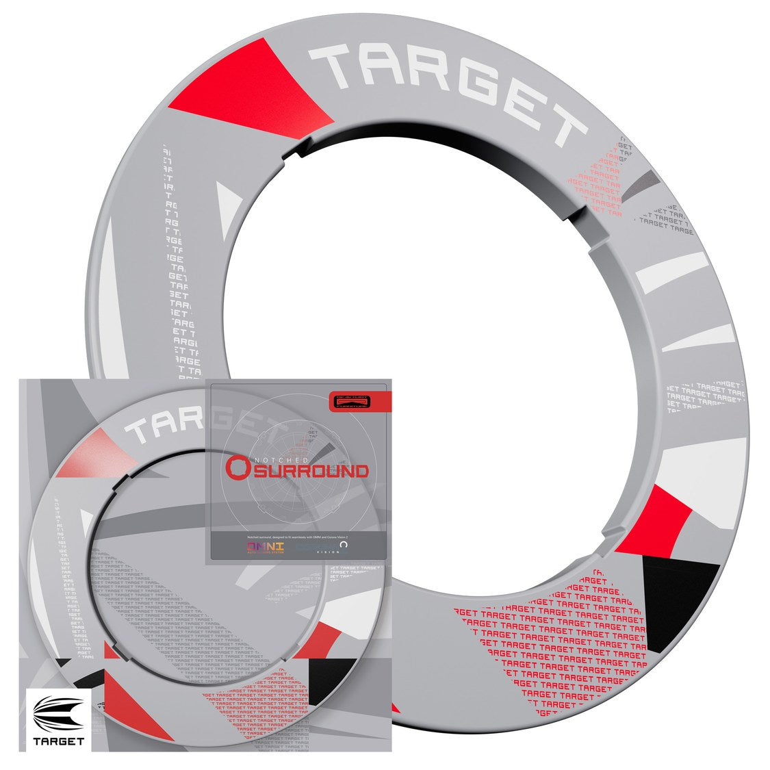 Target Patterned Notched Surround in grey patterned with retail packaging