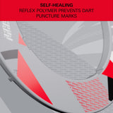Target Patterned Notched Surround in grey patterned – self-healing reflex polymer prevents dart puncture marks