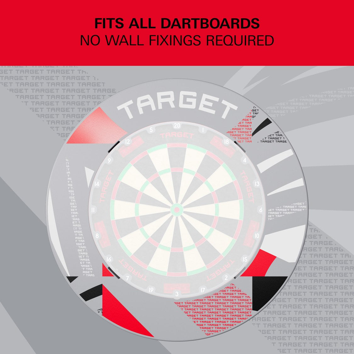 Target Patterned Notched Surround in grey patterned – fits all dartboards, no wall fixings required
