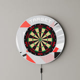 Target Patterned Notched Surround in grey patterned mounted on a wall with a dartboard