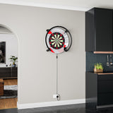 Target Patterned Notched Surround in grey patterned in a home darts setup