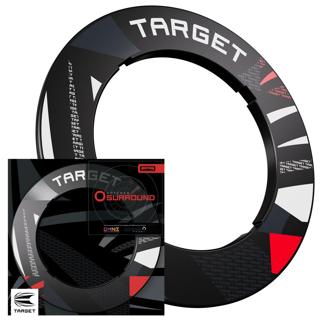 Target Patterned Notched Surround in black patterned with retail packaging