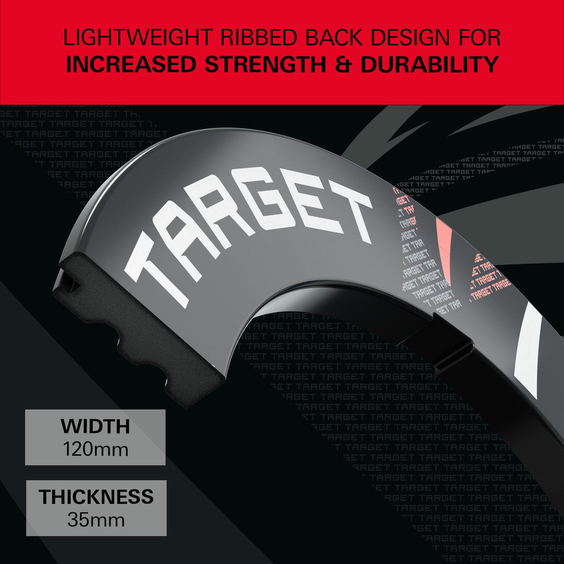 Target Patterned Notched Surround in black patterned – lightweight ribbed back, 120mm wide and 35mm thick
