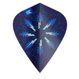 Target Phil Taylor Gx2 Pro Ultra Kite dart flight upright on a white background, blue lightning bolt design