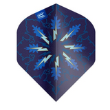 Target Phil Taylor Gx2 Pro Ultra No.2 dart flight upright on a white background, blue lightning bolt design