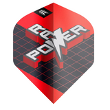 Single Phil Taylor Power 9Five G11 No.2 dart flight close-up, bold 3D grid design and POWER lettering, isolated on white