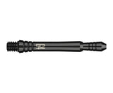 Full view of black tungsten dart barrel with G4 engraving, precision grooves, and threaded end on white background