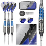 Target Phil Taylor Power Chrono darts set of three with Takoma wallet and barrel close-up