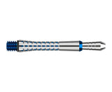 Full titanium dart shaft with pixel grip texture and blue threading, isolated on white for dart accessories buyers
