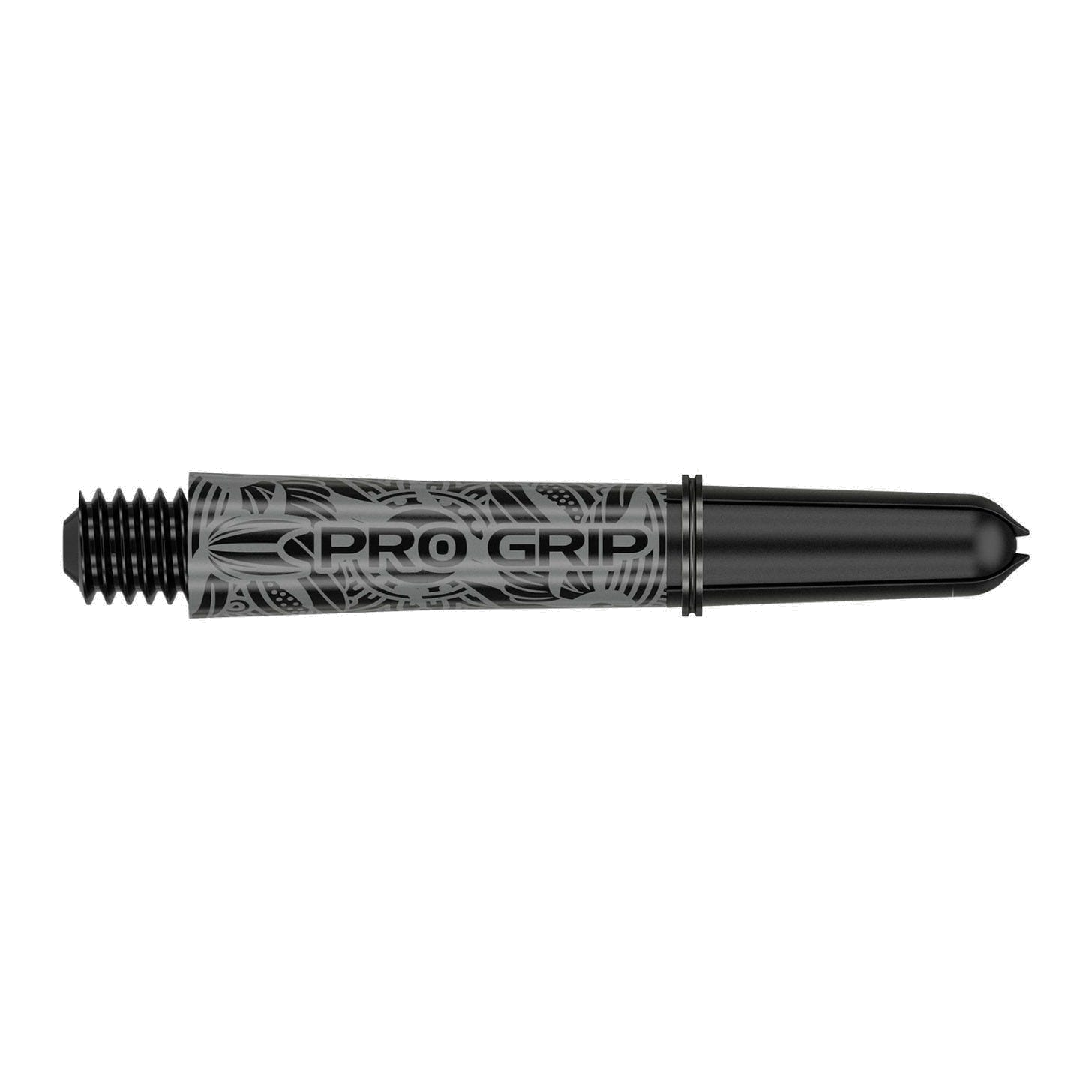 Target Pro Grip Ink black dart shaft, full side view showing the moulded 2BA thread and Pro Grip ring
