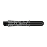 Target Pro Grip Ink black dart shaft, full side view showing the moulded 2BA thread and Pro Grip ring