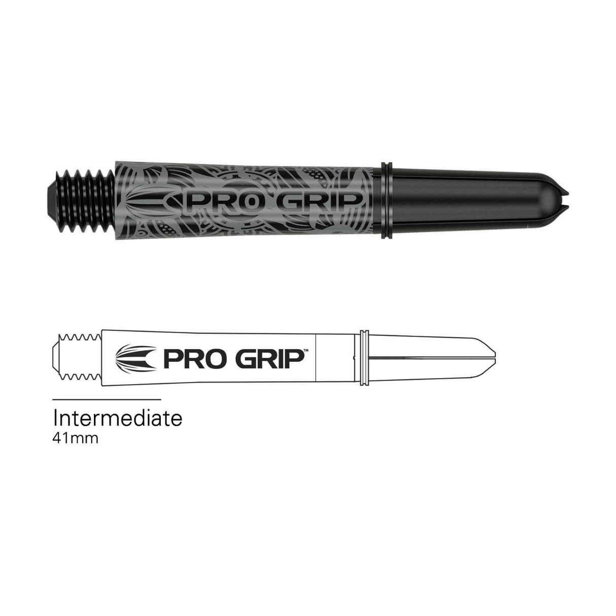 Target Pro Grip Ink black dart shaft with intermediate 41mm length diagram