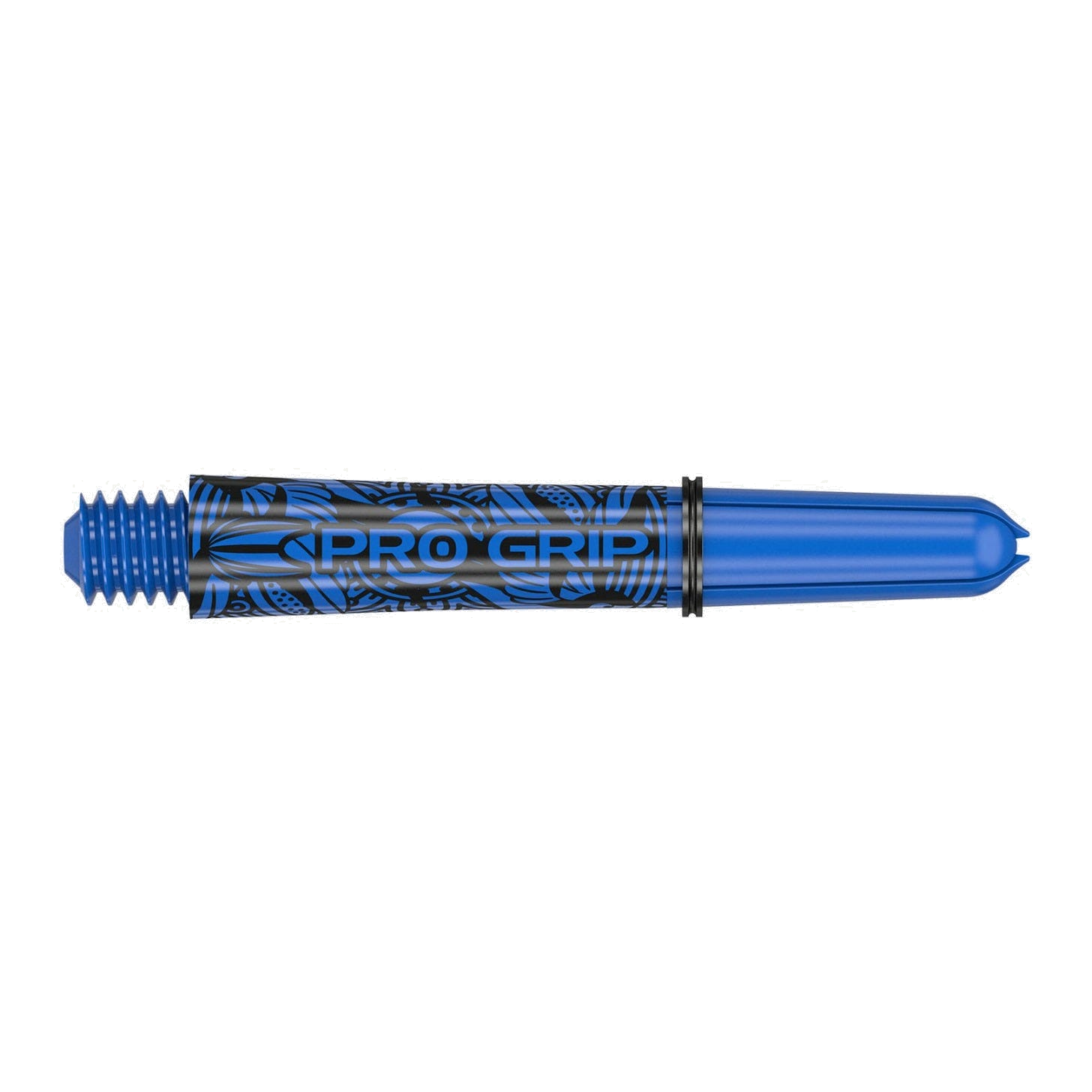 Target Pro Grip Ink blue dart shaft, full side view showing the moulded 2BA thread and Pro Grip ring