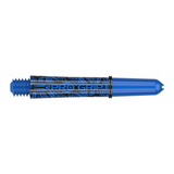 Target Pro Grip Ink blue dart shaft, full side view showing the moulded 2BA thread and Pro Grip ring