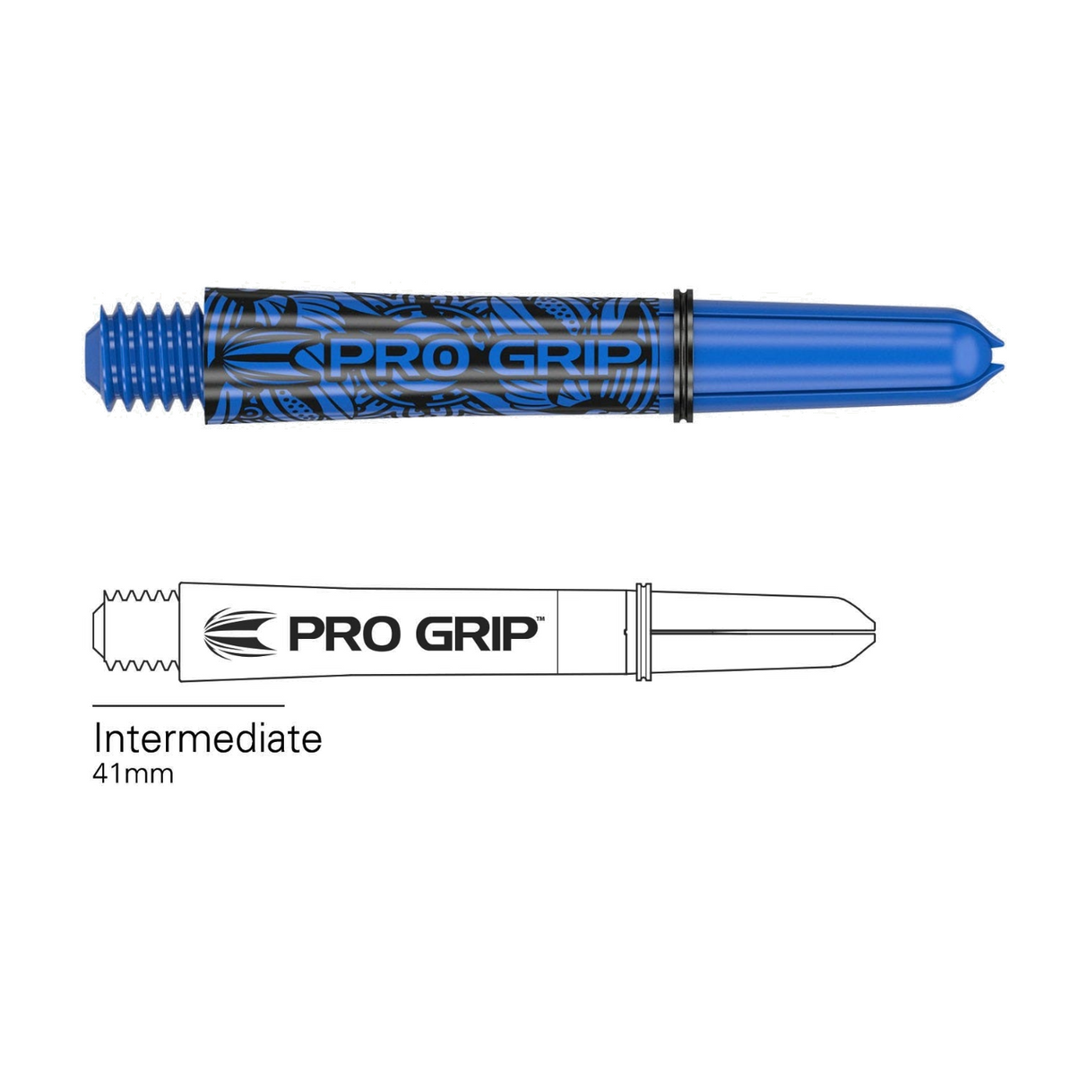 Target Pro Grip Ink blue dart shaft with intermediate 41mm length diagram