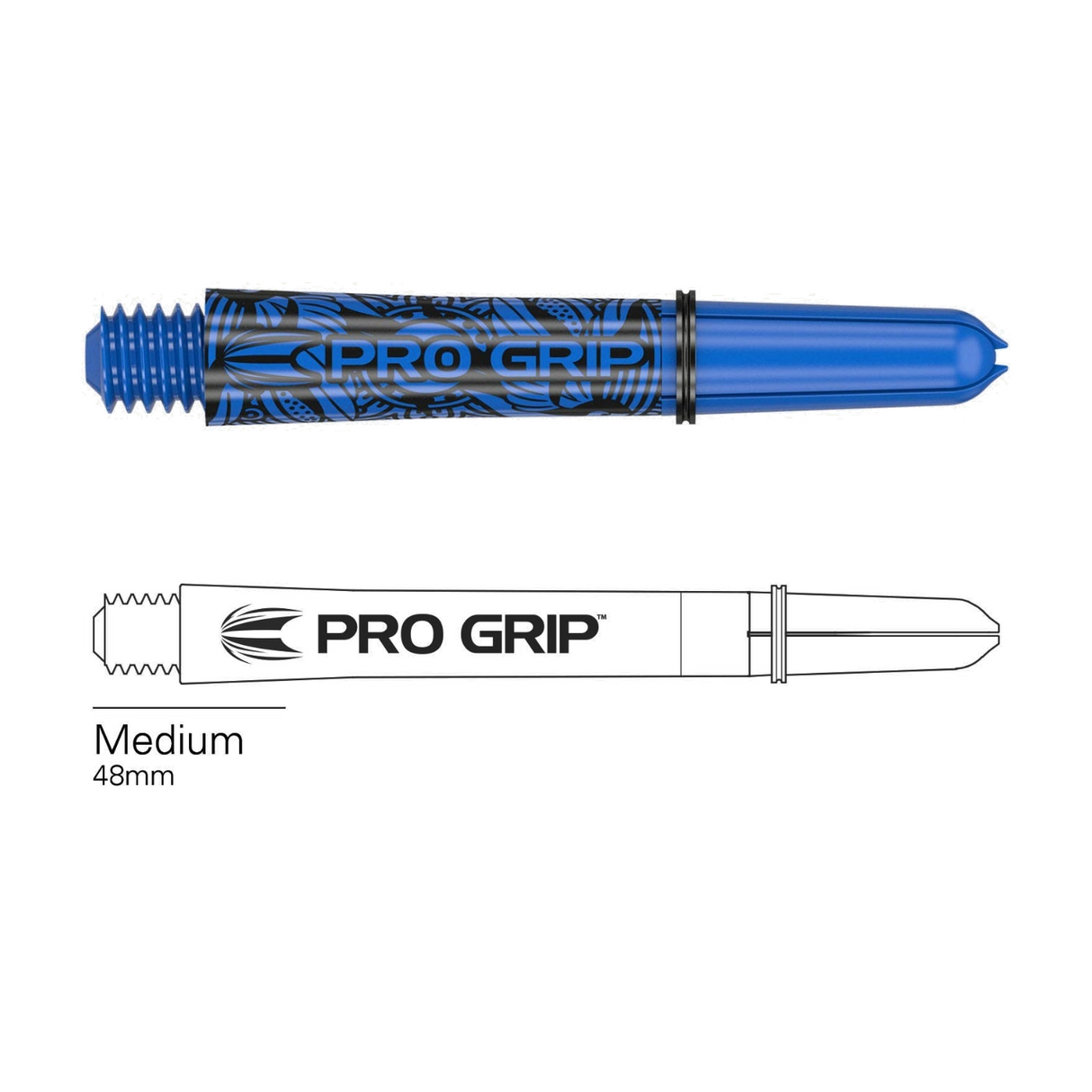 Target Pro Grip Ink blue dart shaft with medium 48mm length diagram