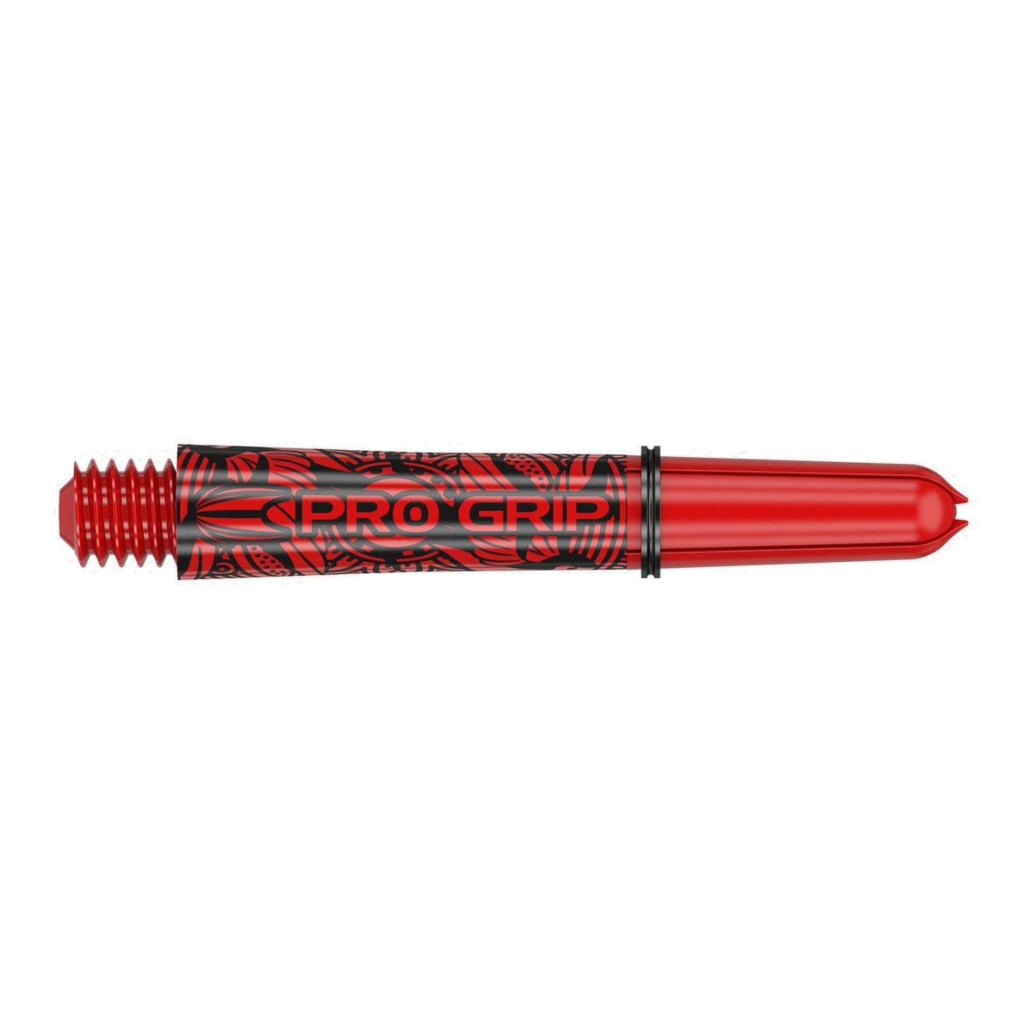 Target Pro Grip Ink red dart shaft, full side view showing the moulded 2BA thread and Pro Grip ring