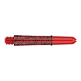 Target Pro Grip Ink red dart shaft, full side view showing the moulded 2BA thread and Pro Grip ring
