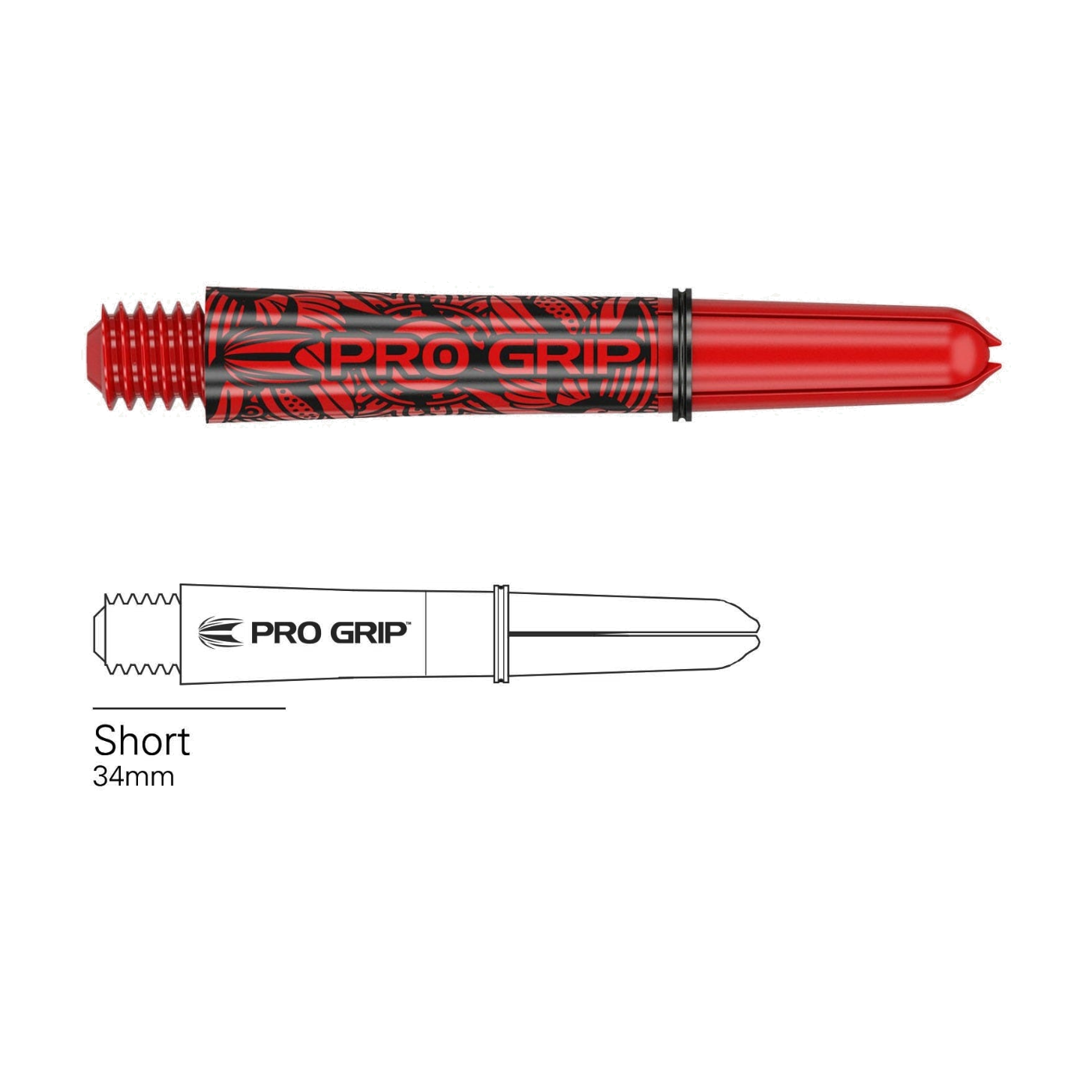Target Pro Grip Ink red dart shaft with short 34mm length diagram