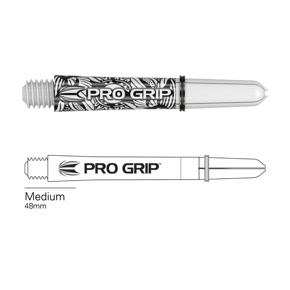 Target Pro Grip Ink white dart shaft with medium 48mm length diagram