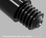 Macro close-up of dart shaft 2BA thread showing precision moulded threading for secure dart barrel attachment