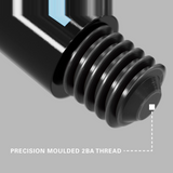 Close-up of the precision moulded 2BA thread on a blue Pro Grip Tag dart shaft