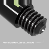 Close-up of the precision moulded 2BA thread on a green Pro Grip Tag dart shaft