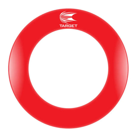 Top-down view of red dartboard surround ring, single piece, isolated on white background for dartboard protection