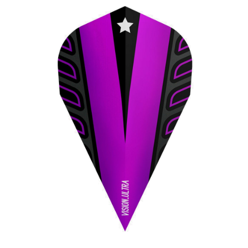 Target Rob Cross Voltage Vision Ultra Vapor dart flight upright on a white background, purple design