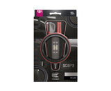 Tungsten darts in retail packaging with close-up window highlighting barrel grip texture and detailed dart design