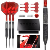Target Shift darts set of three with metal toolbox case and barrel close-up