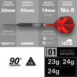 Target Shift specification – 30mm Swiss GRD Point, 50mm barrel, 90% tungsten, 23g, 24g and 25g