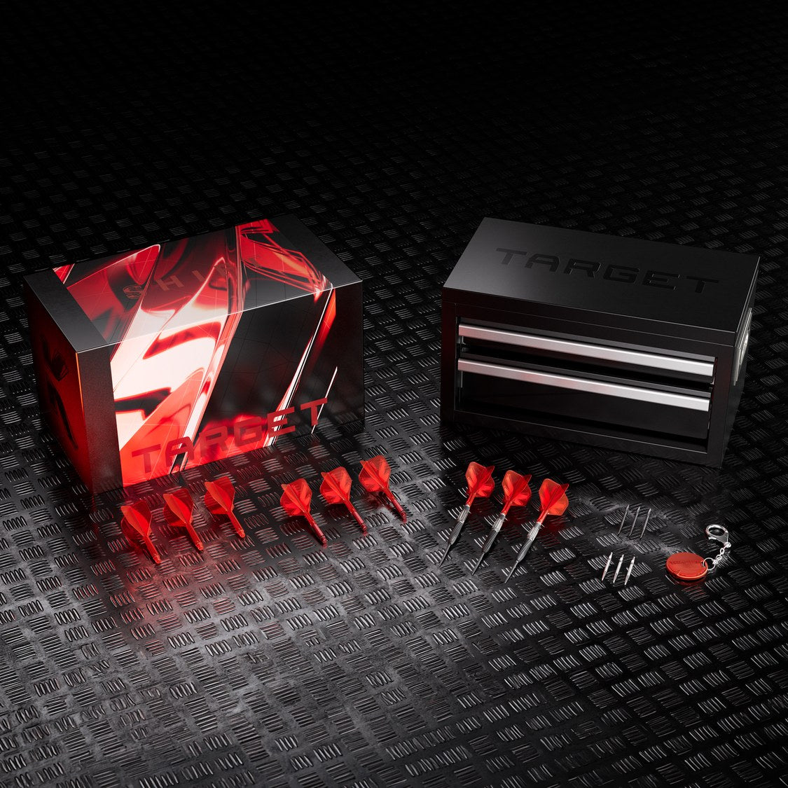 Target Shift darts presentation packaging and metal toolbox case
