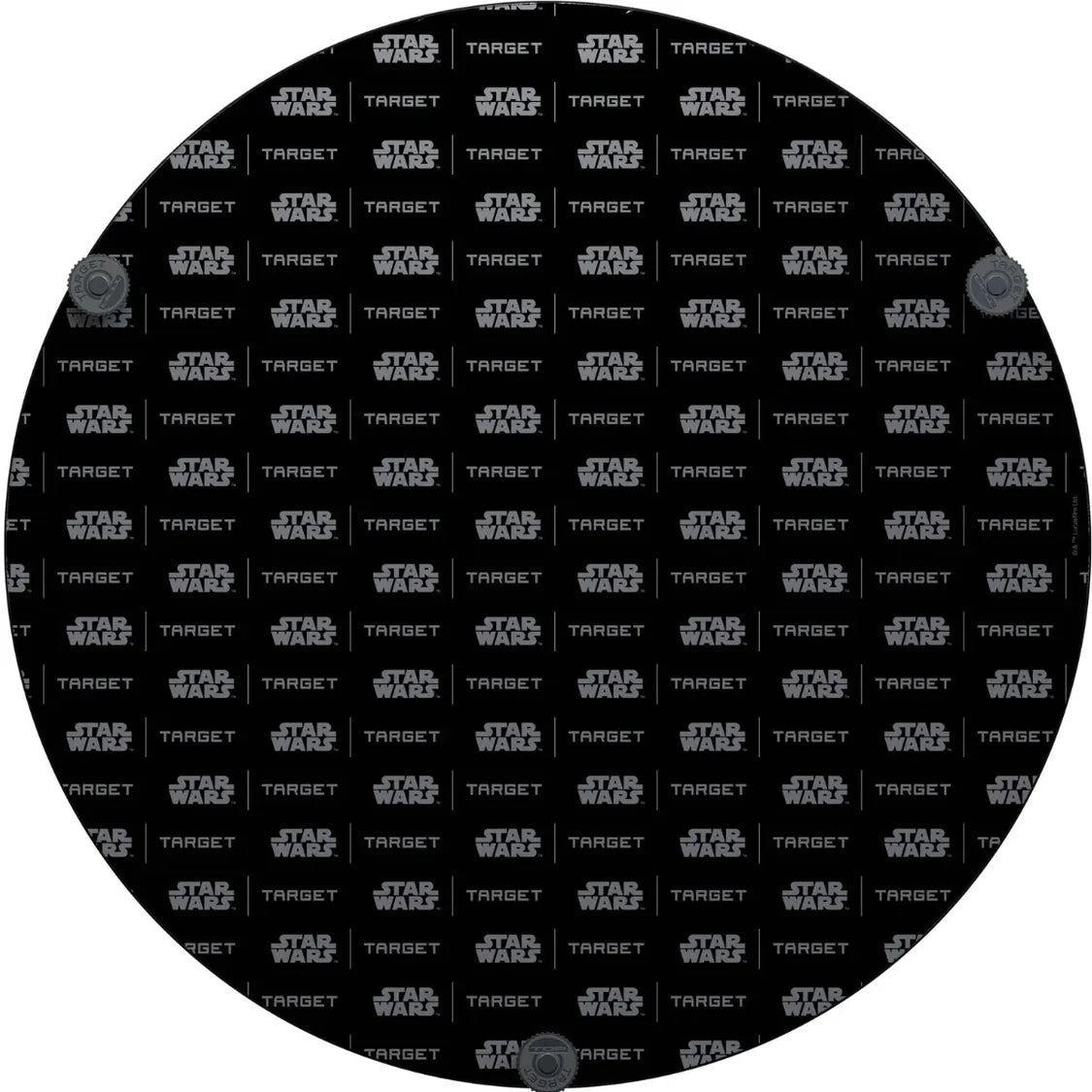 Top-down view of Star Wars dartboard surround with repeating logo pattern, showing full protective design for dart setup