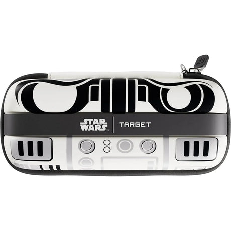 Stormtrooper BOA darts case full view, Star Wars graphics, zip closure, isolated on white background, ideal for dart storage