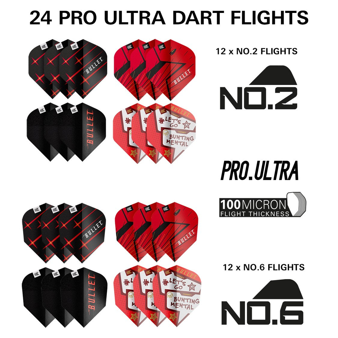 Target Stephen Bunting 100 piece set – 24 Pro Ultra No.2 and No.6 flights