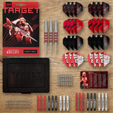 Target Stephen Bunting 100 piece brass darts set laid out with its storage case