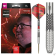 Steel tip tungsten dart with detailed grip close-up, full dart view, and retail packaging for Stephen Bunting G5