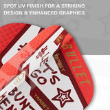 Macro close-up of dart flights showing spot UV finish, red and white graphics, and detailed Pro Ultra No.2 flight design