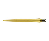 Gold storm dart point with nano grip texture, full side view isolated on white background, precision machined for secure dart grip