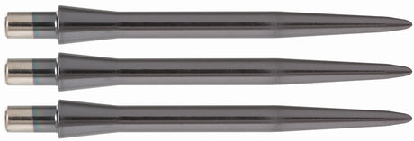 Three smooth steel dart points arranged horizontally, full product view on white, highlighting machined profile and tapered tip