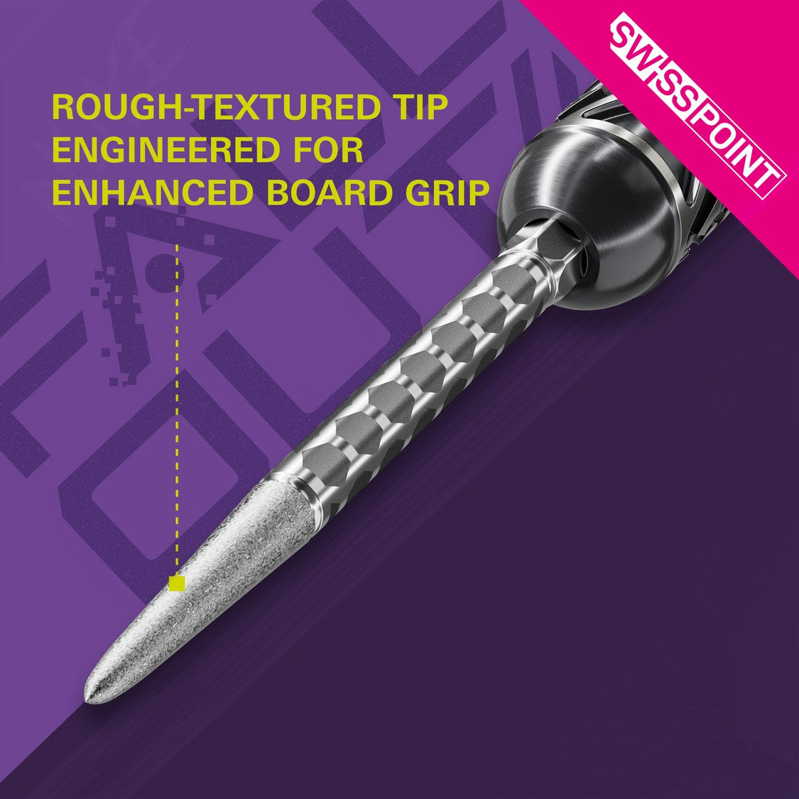 Target Swiss FLT Points silver – close-up of the rough-textured grip tip