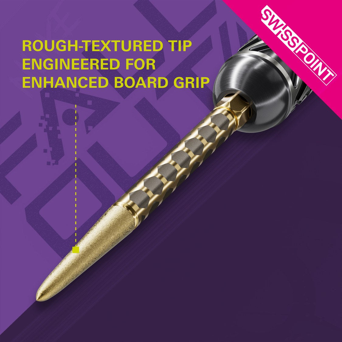 Target Swiss FLT Points gold – close-up of the rough-textured grip tip